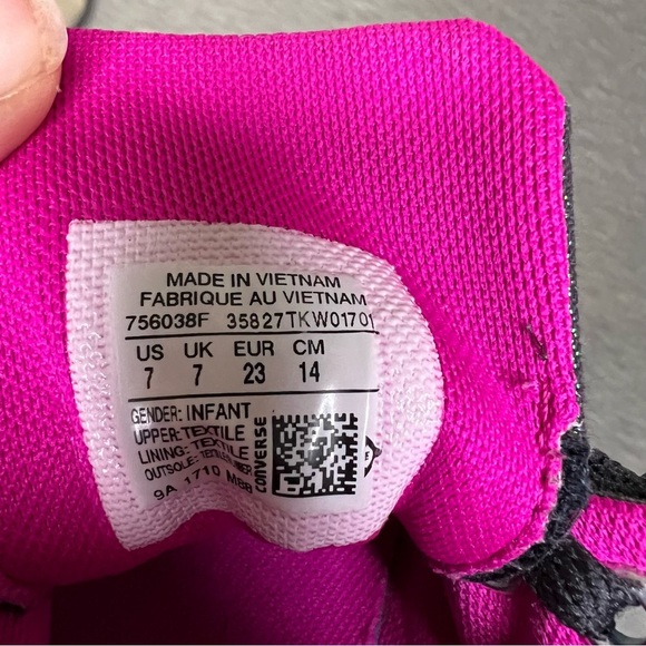 Converse Black and Pink High-Top Sneakers with Canvas Upper - Picture 5 of 7